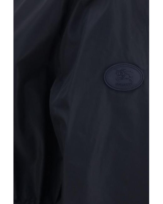 Burberry Blue Solid Mock Collar Jacket