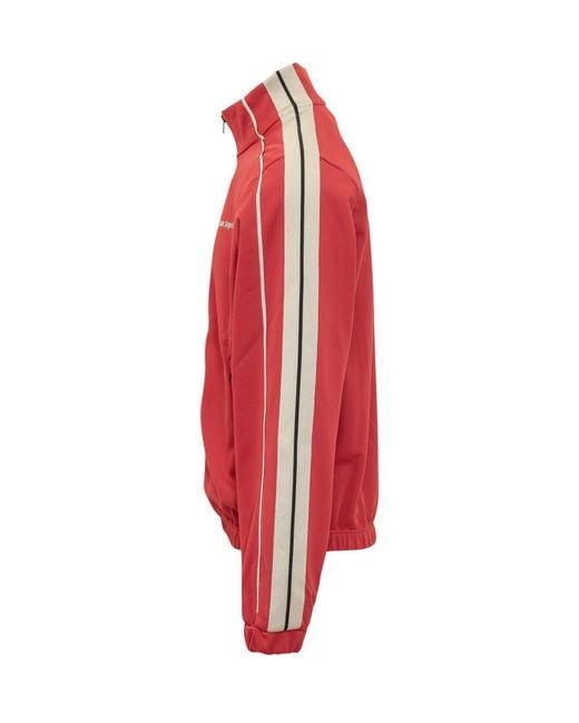 Palm Angels Red Solid Mock Collar Jacket for men