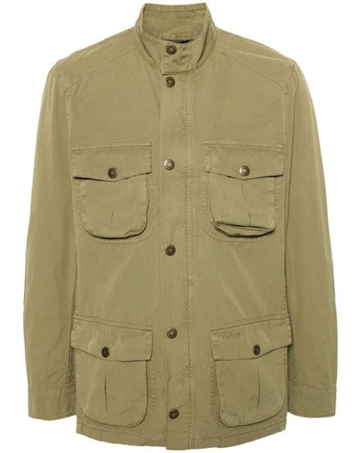 Barbour Green Cotton Jacket With Multiple Cargo Pockets for men