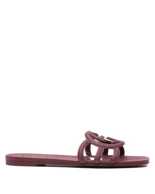 Gucci Purple Interlocking G Slide Sandal, Size 34 It