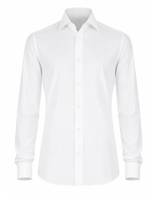 Zegna White Slim Solid Shirt for men