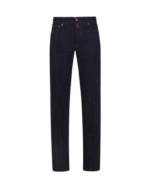 Kiton Blue Solid Jeans for men