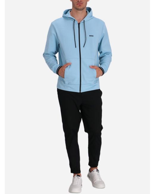 Boss Blue Zip-Up Hoodie for men