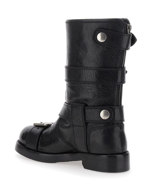 Dolce & Gabbana Black Ankle Boots With All-Over Buckles