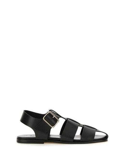 Aeyde Black Solid Sandals