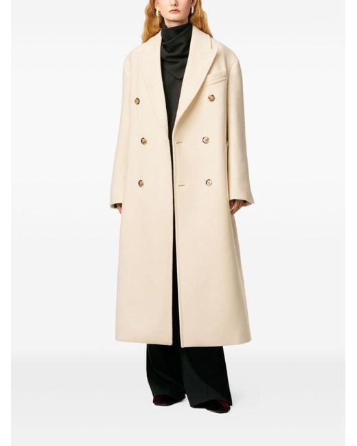 AMI Natural Long Double-Breasted Coat