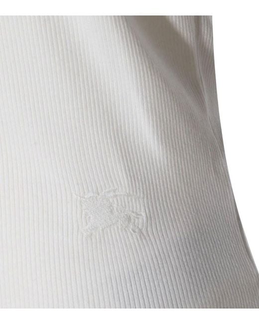 Burberry White Solid Round Neck Top