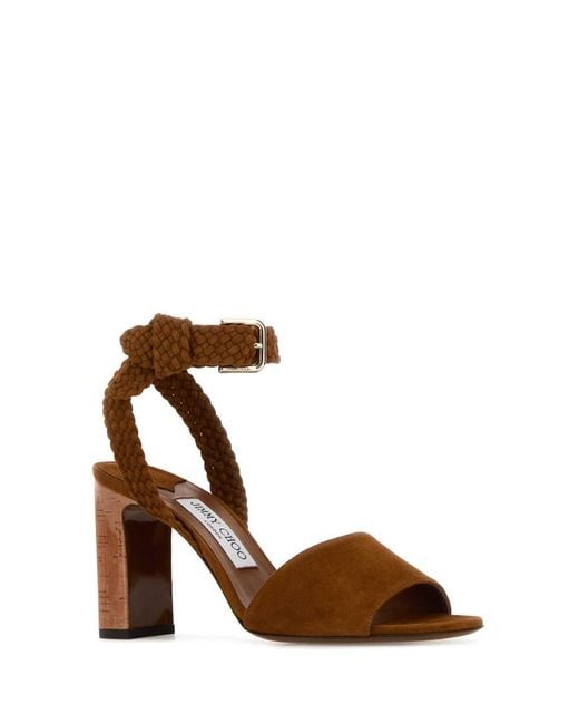 Jimmy Choo Brown Solid Open Toe Heels