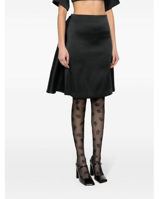 P.A.R.O.S.H. Black Layered Detail Midi Skirt