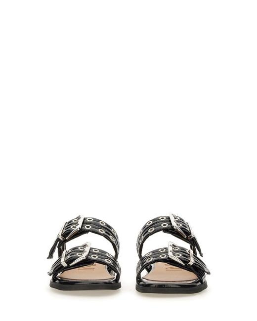 Ganni Black Solid Buckle Sandals