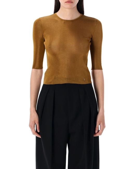 Saint Laurent Black Cassandre Knit Top