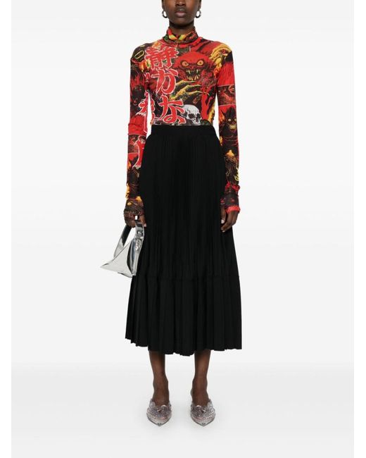 Junya Watanabe Black Pleated Midi Skirt