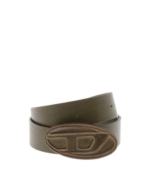 DIESEL Brown Solid Logo Belt for men