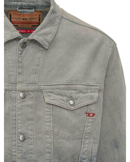 DIESEL Gray Solid Shirt Collar Jacket for men