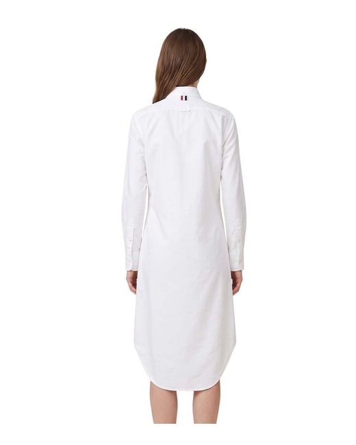 Thom Browne White Solid Shirt Mini Dress