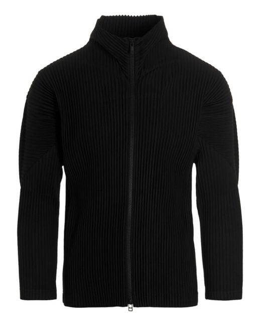 Issey Miyake Black High Neck Zip Sweater for men
