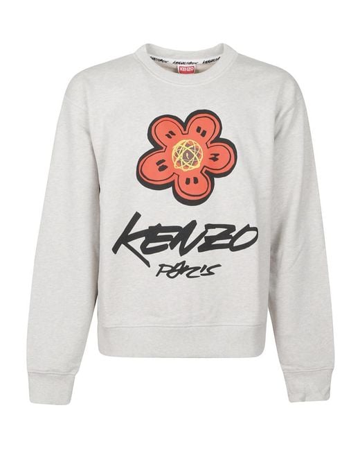 KENZO Gray Crewneck Printed Sweatshirt for men