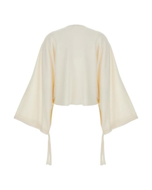Max Mara White Solid Round Neck Sweater