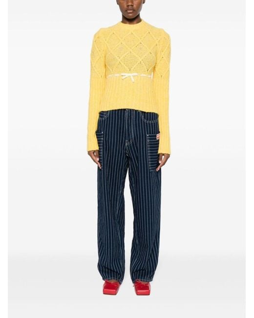 Cormio Yellow Interwoven-Design Sweater
