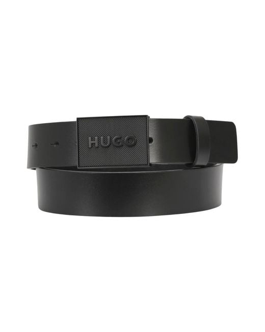HUGO Black Solid Belt for men