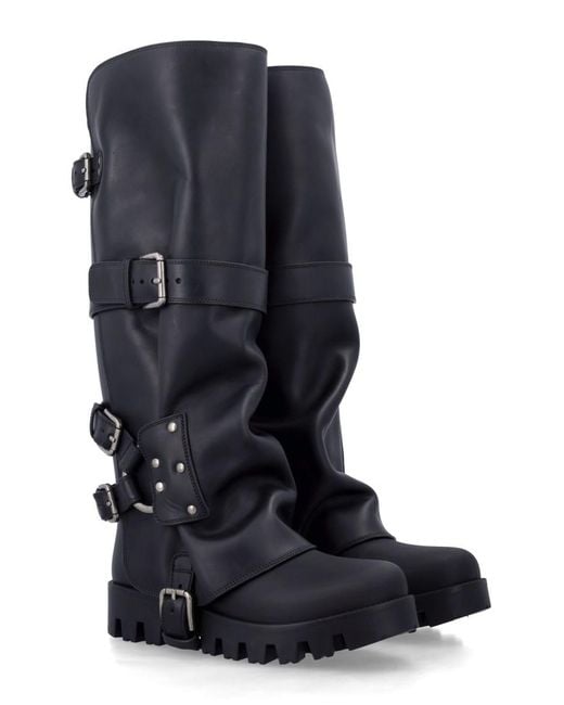 Dolce & Gabbana Blue Dolce & Gabbana Rubber And Leather Boots