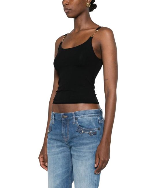 Gucci Blue Solid Scoop Neck Top
