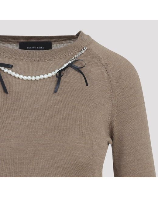 Simone Rocha Brown Pearl Sweater