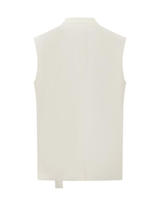 Boss White Solid V Neck Blazer
