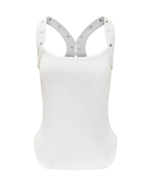 The Attico White Solid Scoop Neck Top