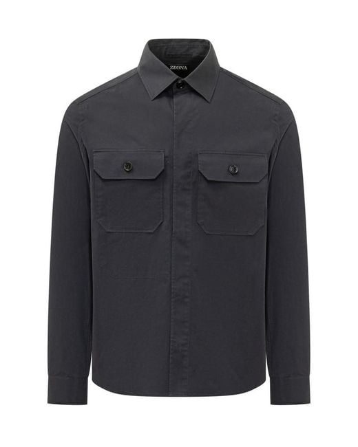 Zegna Black Regular Solid Shirt for men