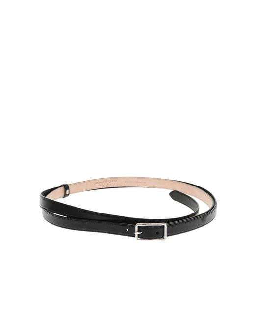 McQueen Black Solid Buckle Belt