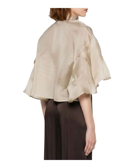 Max Mara Natural Solid Mandarin Collar Sweater
