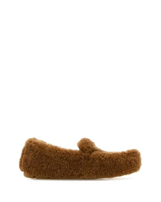 Prada Brown Biscuit Shearling Loafers