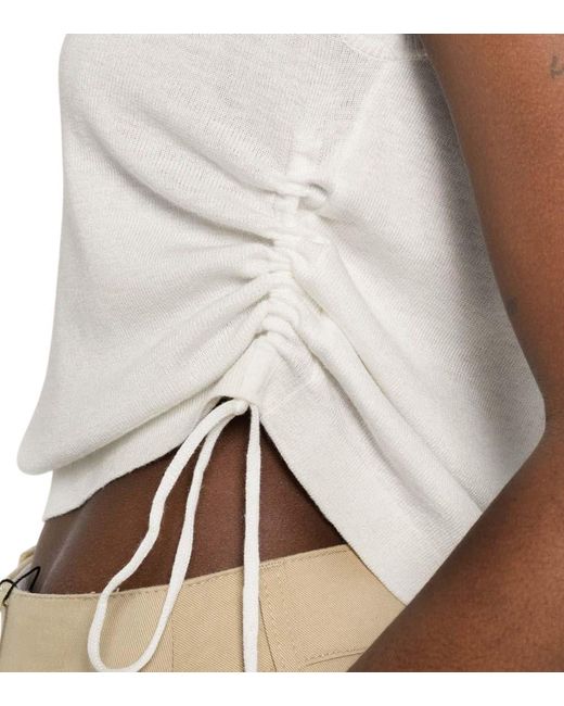 DUNST White Solid Round Neck Top
