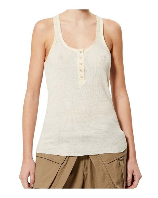 Isabel Marant Natural Solid Scoop Neck Top