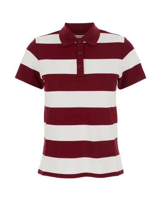 Moncler Red Stripes Shirt Collar T-Shirt