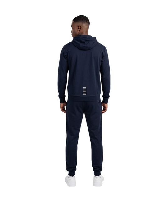 EA7 Blue Cotton Logo Tracksuit for men