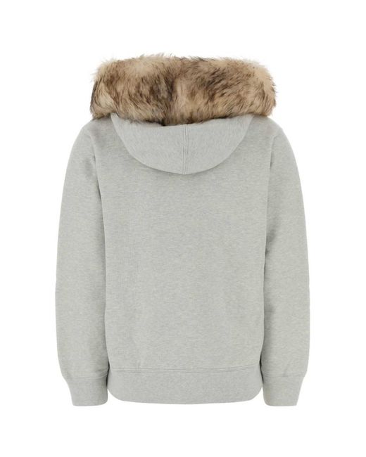 Prada Gray Solid Hood Sweatshirt