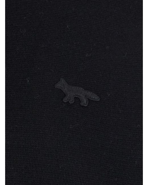 Maison Kitsuné Blue Crew Neck Sweater With Fox Patch for men
