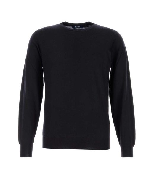 Fedeli Blue Crewneck Sweater for men