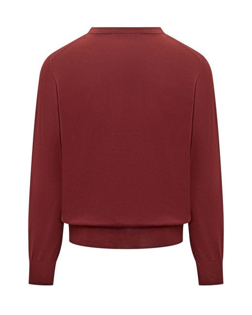 Brunello Cucinelli Red Solid Regular Sweaters for men