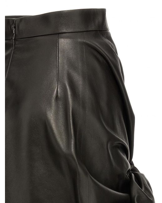 Alexander McQueen Black Leather Asymmetric Mini Skirt