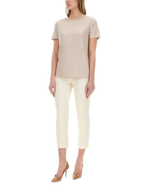 Fay Natural Solid Round Neck T-Shirt