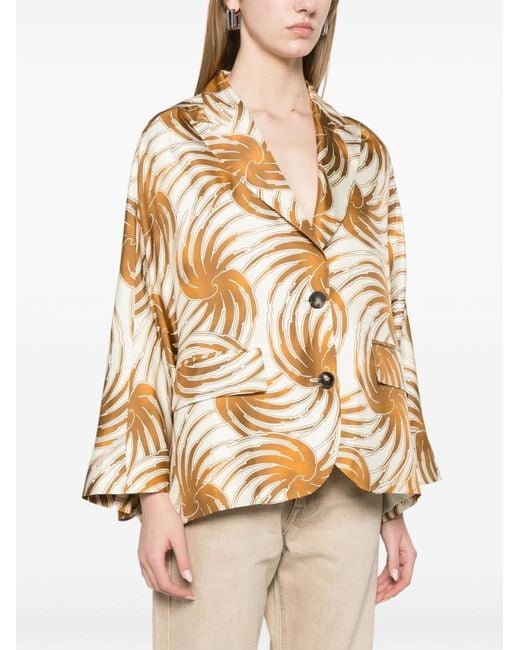 Alberto Biani Natural Printed Caban Jacket