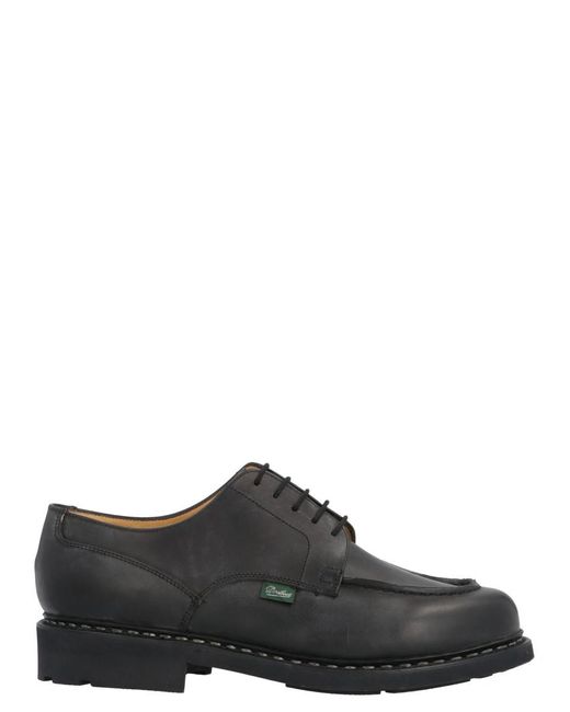 Paraboot Black Leather Lace Up Shoes for men