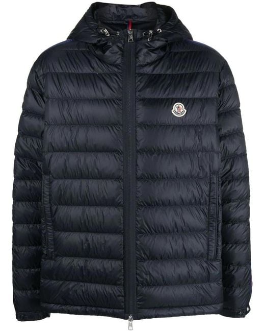 Moncler Blue Agout Logo-patch Puffer Jacket for men