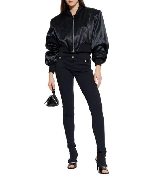 The Attico Blue Solid Mock Collar Jacket