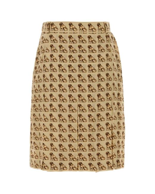 Valentino Garavani Natural Printed Crepe Skirt