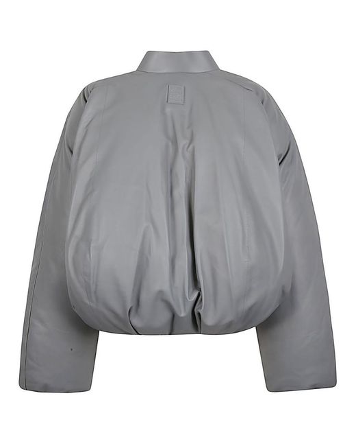 Loewe Gray Leather Padded Bomber Jacket