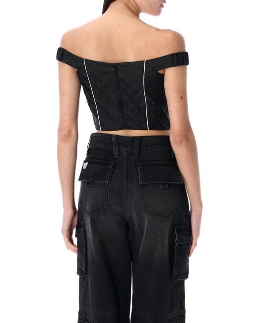 M I S B H V Black Monogram Nylon Corset Top